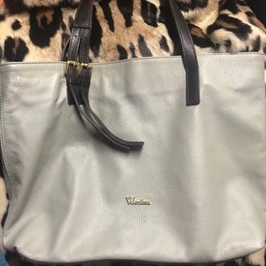 Valentina gray and brown leather purse